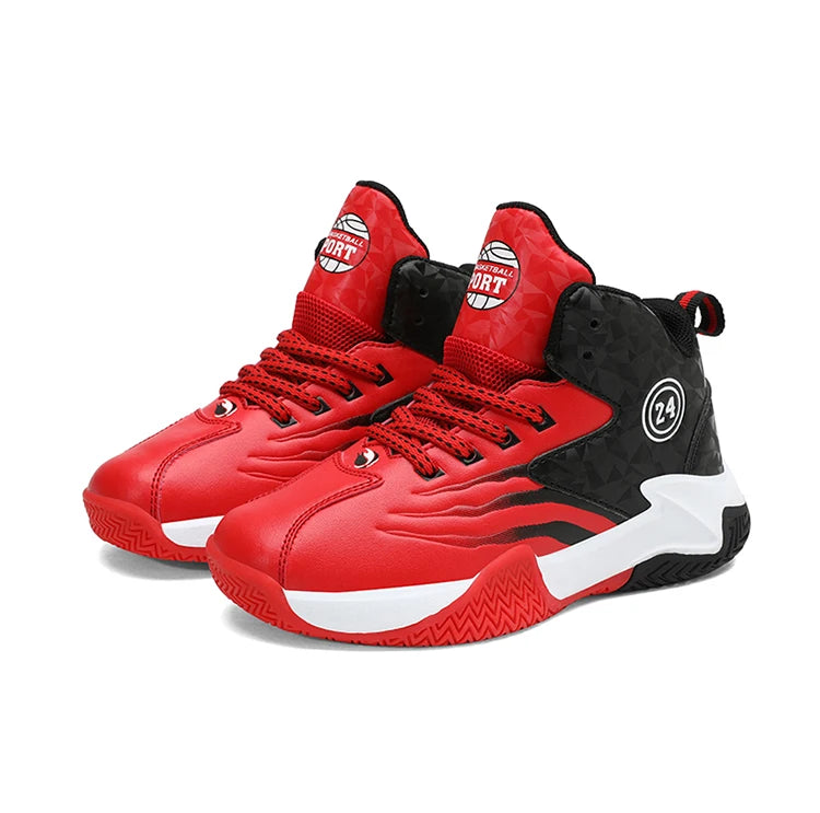 Children Basketball Shoes for Boys Girls Kids Teenagers Breathable Non-slip Lace Up Indoor Outdoor Training Sneakers Tennis Shoe