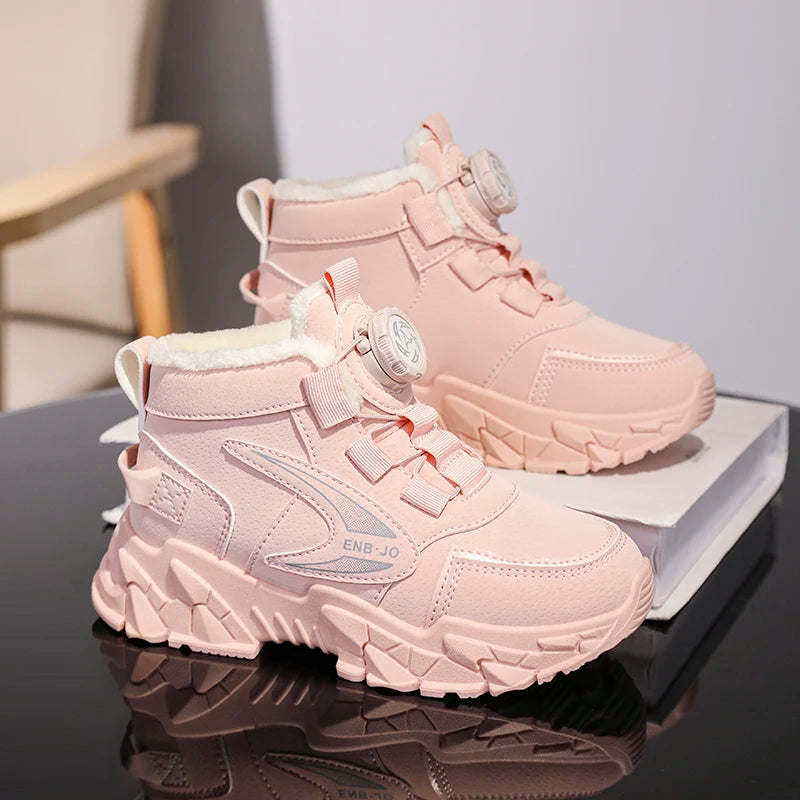 Winter Cotton Sneakers for Kids Warm Plush Ankle Boots Children Casual Hiking Sports Shoes Fashion Cotton Shoes for Boys Girls