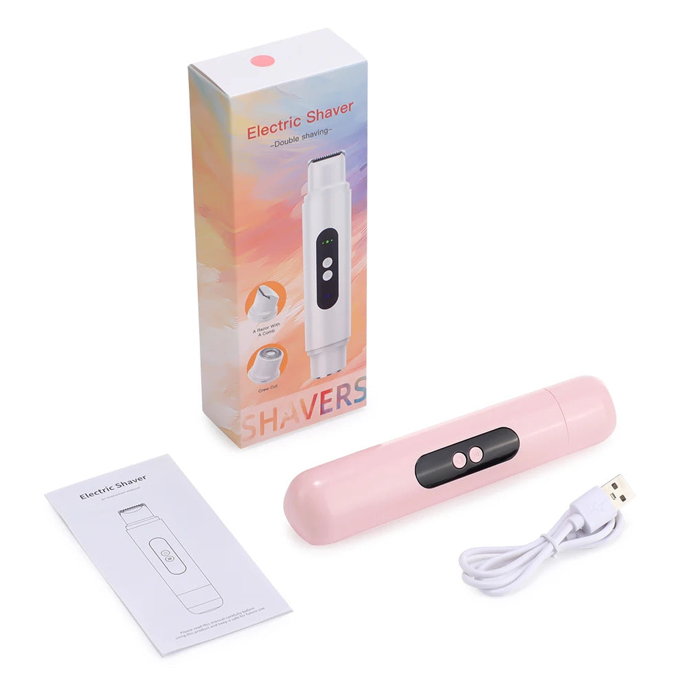 Electric Shaver for Women Wet & Dry Hair Razors 2 in 1 Double Head Dual Bikini Hair Trimmer Painless Hair Remover For Body Leg